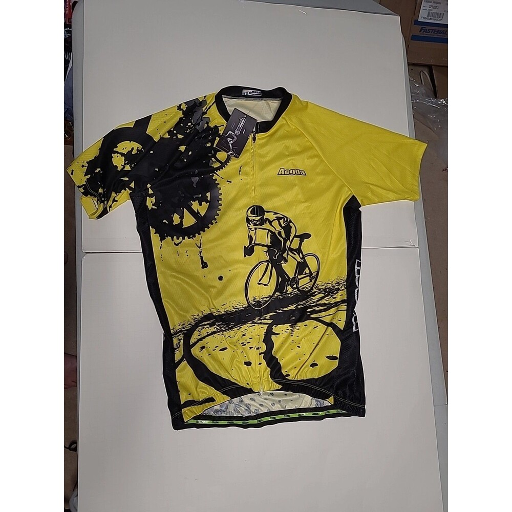 Aogda Full Zip Short Sleeve Cycling Jersey Men's Bicycling Shirt Size XL (N11)
